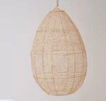Abat-jour en raffia marocain naturel crocheté