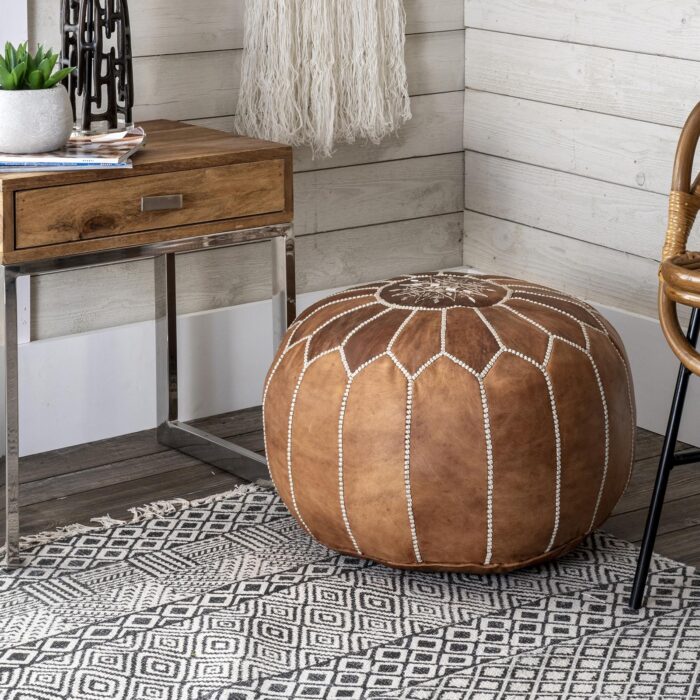 Pouf Artisanal Marocain en Cuir – Image 2