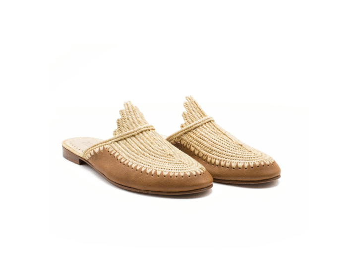 Sandale en raphia et cuir | Marron - Naturel – Image 1