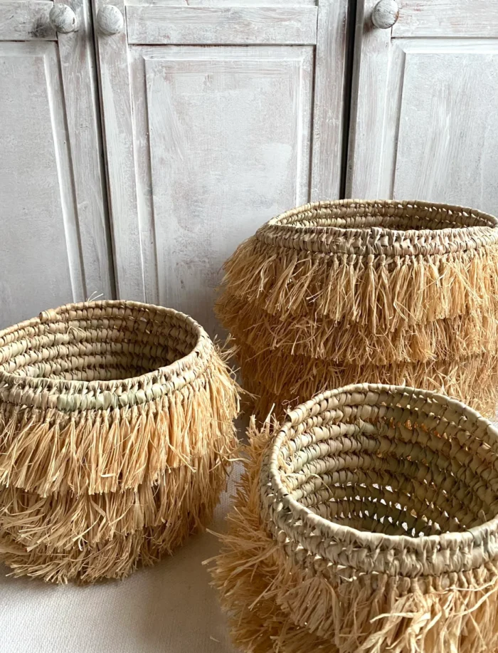 Baskets en raphia marocain ZULU tressées à la main - Trio – Image 3