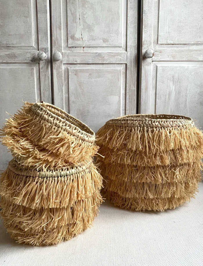 Baskets en raphia marocain ZULU tressées à la main - Trio – Image 2
