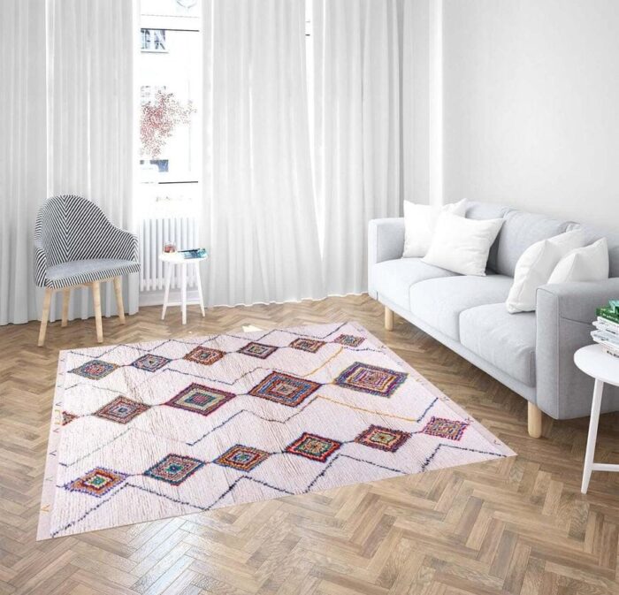 Tapis beni ourain sur mesure - Tapis marocain blanc – Image 3