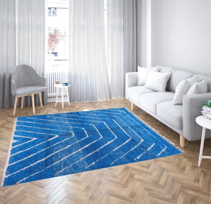 Tapis Boujad personnalisés du Maroc moderne Bleu – Image 2