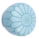 Pouf en cuir véritable décoratif artisanat Marrakech – Image 3