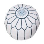 Pouf en cuir véritable décoratif artisanat Marrakech – Image 3