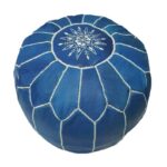 Pouf en cuir véritable décoratif artisanat Marrakech – Image 3