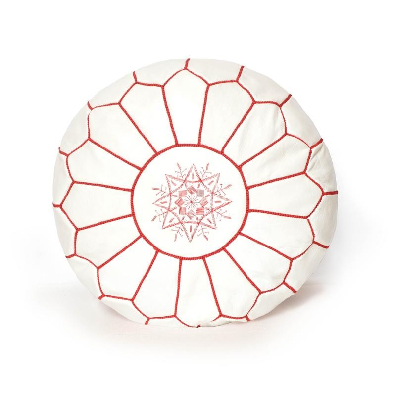 poof 16 Pouf en cuir véritable décoratif artisanat Marrakech – Image 1