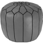 Pouf en cuir véritable décoratif artisanat Marrakech – Image 3