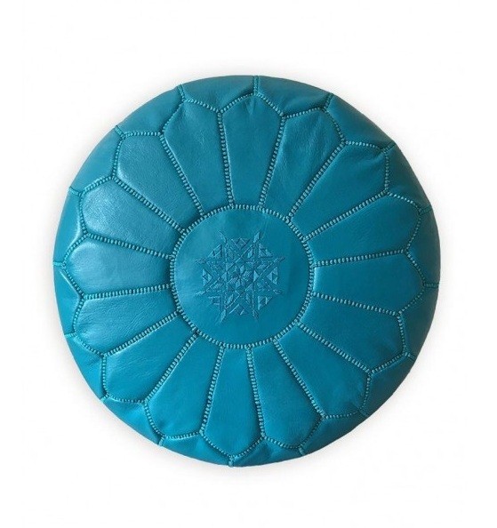 poof 23 Pouf en cuir véritable décoratif artisanat Marrakech – Image 1