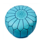 Pouf en cuir véritable décoratif artisanat Marrakech