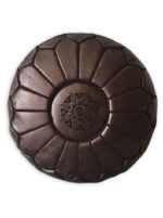 Pouf en cuir véritable décoratif artisanat Marrakech – Image 3