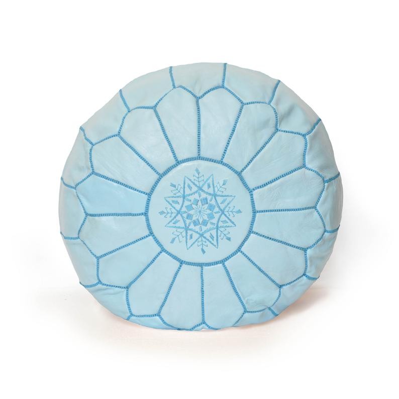 poof 28 Pouf en cuir véritable décoratif artisanat Marrakech – Image 1