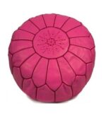 Pouf en cuir véritable décoratif artisanat Marrakech