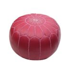 Pouf en cuir véritable décoratif artisanat Marrakech – Image 3