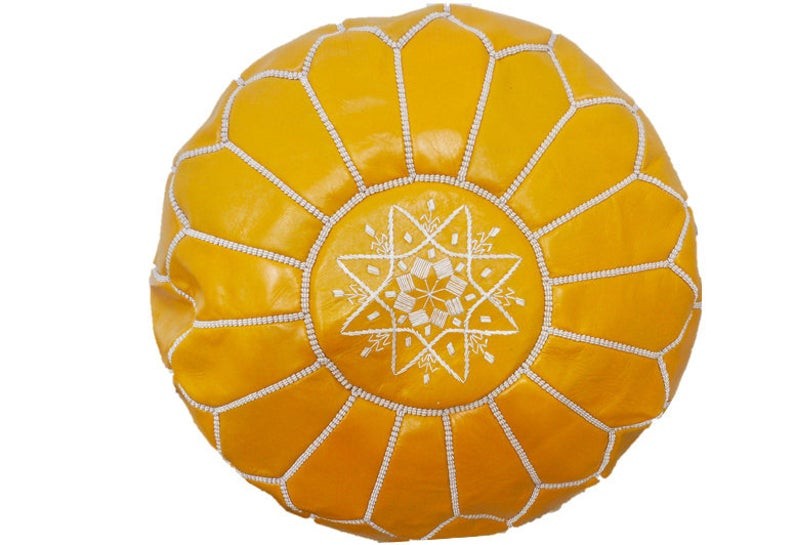 poof 43 Pouf en cuir véritable décoratif artisanat Marrakech – Image 1