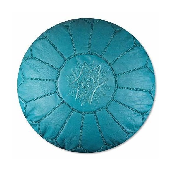 poof 44 Pouf en cuir véritable décoratif artisanat Marrakech – Image 1