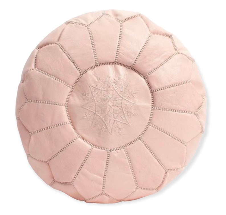 poof 45 Pouf en cuir véritable décoratif artisanat Marrakech – Image 1