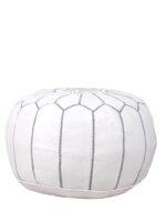 Pouf en cuir véritable décoratif artisanat Marrakech – Image 3