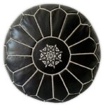 Pouf en cuir véritable décoratif artisanat Marrakech