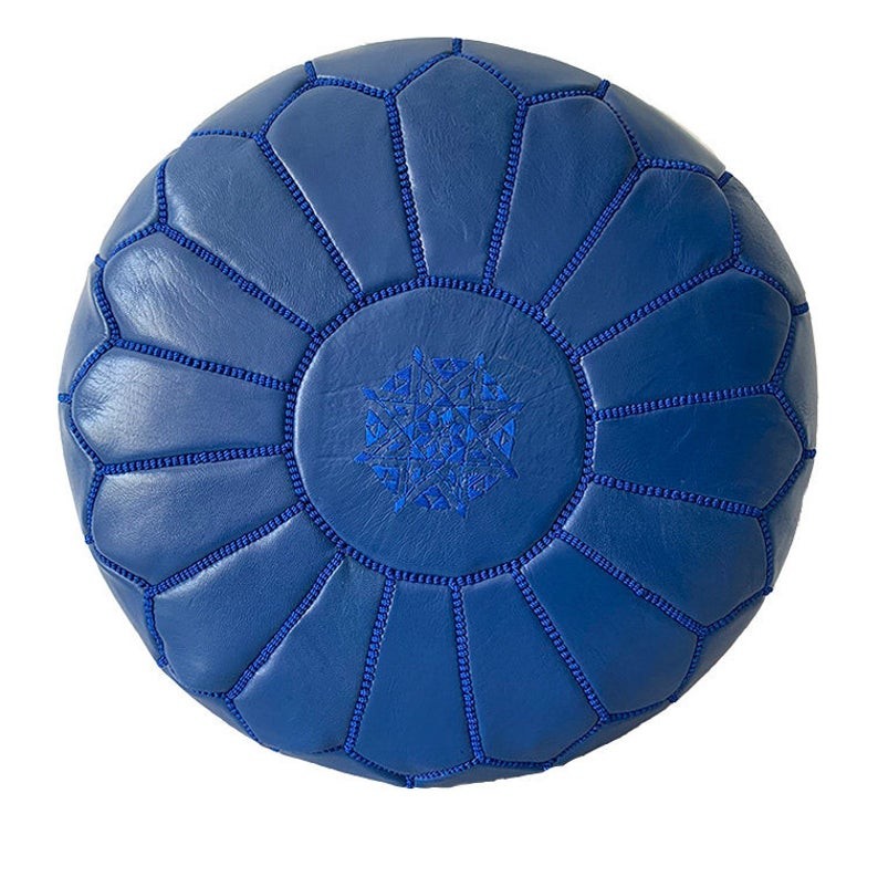 poof 57 Pouf en cuir véritable décoratif artisanat Marrakech – Image 1