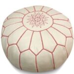 Pouf en cuir véritable décoratif artisanat Marrakech