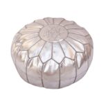 Pouf en cuir véritable décoratif artisanat Marrakech – Image 3