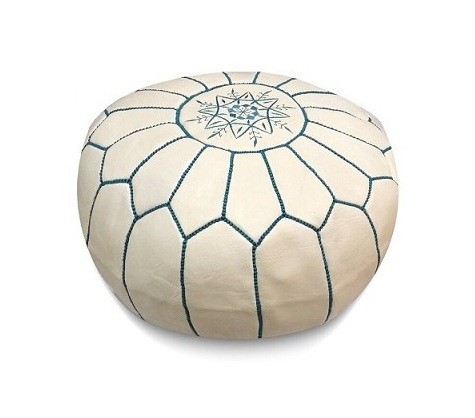 poof 60 Pouf en cuir véritable décoratif artisanat Marrakech – Image 1