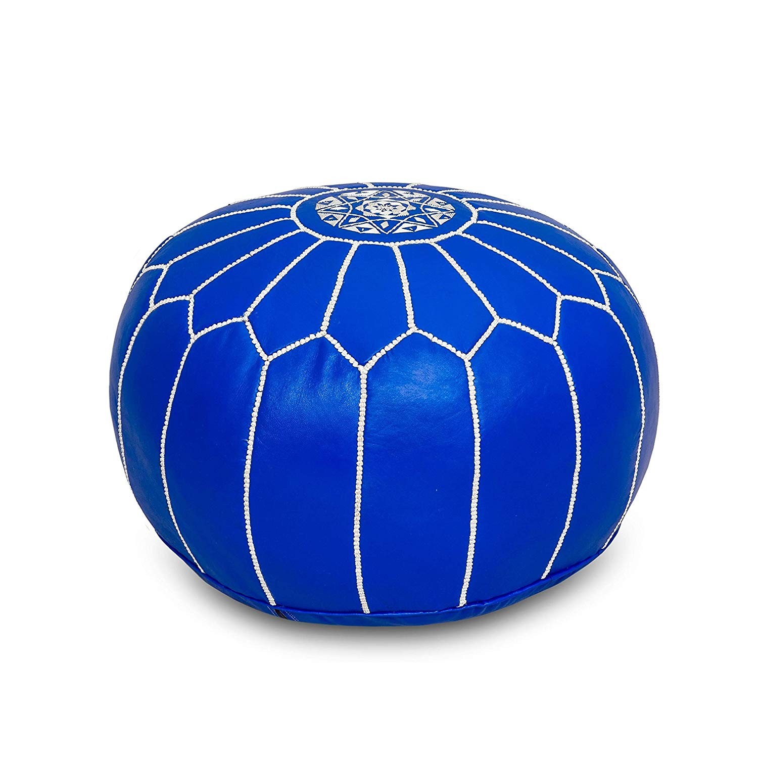 poof 61 Pouf en cuir véritable décoratif artisanat Marrakech – Image 1