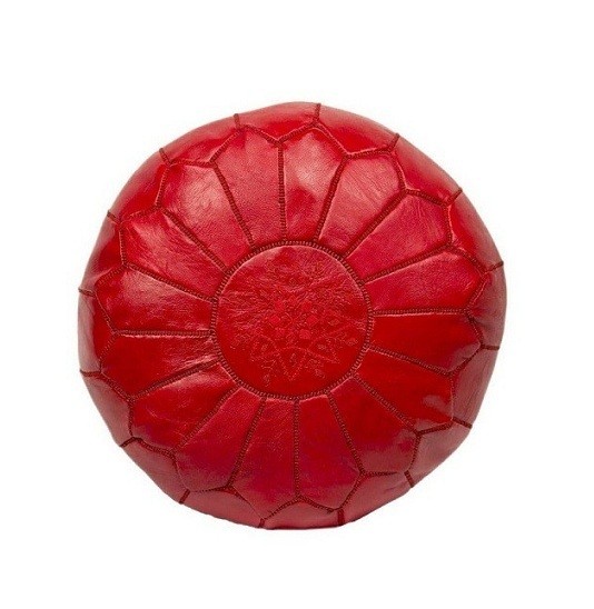 poof 64 Pouf en cuir véritable décoratif artisanat Marrakech – Image 1