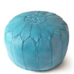 Pouf en cuir véritable décoratif artisanat Marrakech