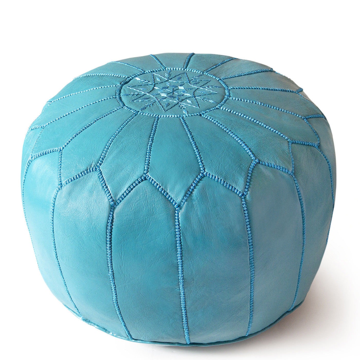 poof 66 Pouf en cuir véritable décoratif artisanat Marrakech – Image 1