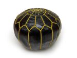 Pouf en cuir véritable décoratif artisanat Marrakech – Image 3