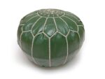 Pouf en cuir véritable décoratif artisanat Marrakech – Image 3