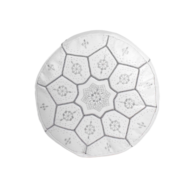 poof 77 Pouf en cuir véritable décoratif artisanat Marrakech – Image 1