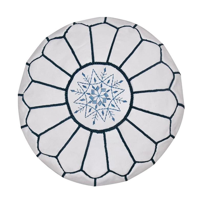 poof 9 Pouf en cuir véritable décoratif artisanat Marrakech – Image 1